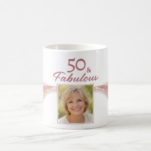 Elegant 50 & Fabulous Roségold-Foto-Geburtstag Kaffeetasse