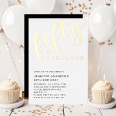 Elegant 50. Geburtstag 50 und prächtig schwarz Folieneinladung