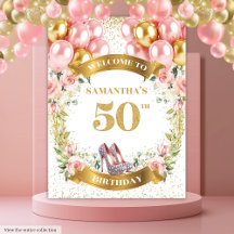 Elegant 50. Geburtstag Boho Blume Glitzer Party