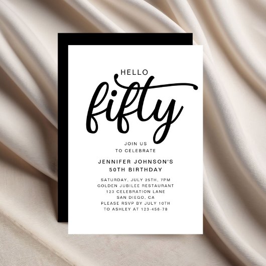 Elegant 50. Geburtstag Einladung