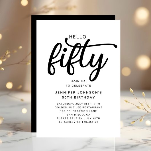Elegant 50. Geburtstag Einladung