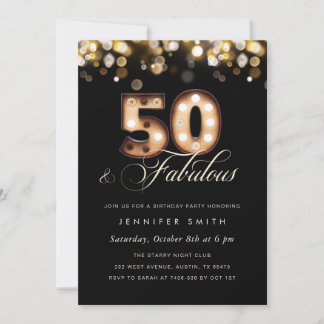 Elegant 50. Geburtstag Einladung Black and Gold