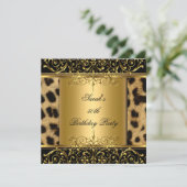 Elegant 50. Geburtstag Gold Black Leopard Einladung (Stehend Vorderseite)