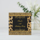 Elegant 50. Geburtstag Gold Black Leopard Einladung (Stehend Vorderseite)