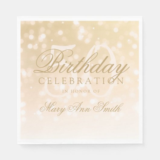 Elegant 50. Geburtstag Gold Bokeh Sparkle Lights Serviette (Vorderseite)