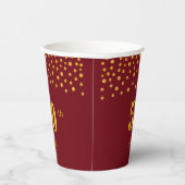 Elegant 50. Geburtstag & Gold Confetti auf Burgund Pappbecher (Rechts)