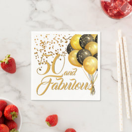 Elegant 50. Geburtstag Gold Confetti Balloons Serviette