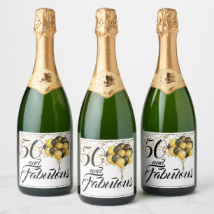 Elegant 50. Geburtstag Gold Confetti Black Type Schaumweinetikett