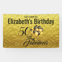 Elegant 50. Geburtstag Gold Foil Black Typografie Banner