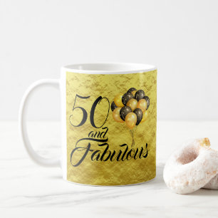 Elegant 50. Geburtstag Gold Foil Black Typografie Kaffeetasse