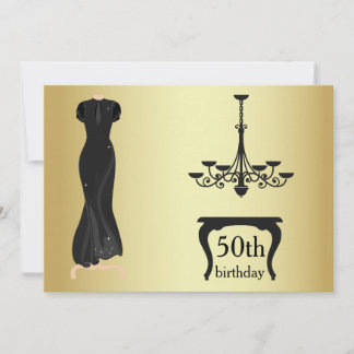 Elegant 50. Geburtstag Gold und Black Invite Einladung