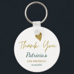 Elegant 50. Geburtstag Grün Gold Vielen Dank für I Schlüsselanhänger<br><div class="desc">50. Geburtstagsparty Gunst Schlüsselanhänger mit klassischem Gold Dank Typografie und Gold Glitzer Herz.Personalisieren Sie mit Namen und Datum.</div>
