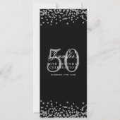 Elegant 50. Geburtstag Menü Silver Black Confetti Einladung (Vorderseite)