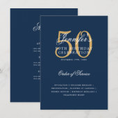 Elegant 50. Geburtstag Programm Gold Navy Blue Men (Vorne/Hinten)