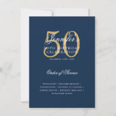 Elegant 50. Geburtstag Programm Gold Navy Blue Men (Vorderseite)