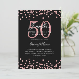 Elegant 50. Geburtstag Programm Menü Rose Gold Bla