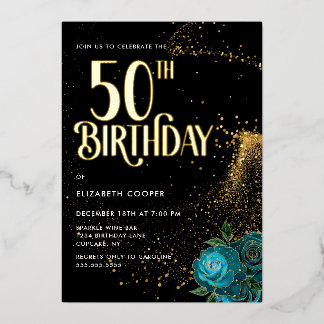 Elegant 50. Geburtstag Real Folieneinladung