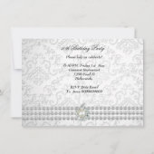 Elegant 50. Geburtstag Silver White Diamond Pearl Einladung (Rückseite)