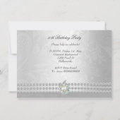 Elegant 50. Geburtstag Silver White Diamond Pearl Einladung (Rückseite)
