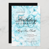 Elegant 50. Geburtstagsparty Aquamarin Einladung (Vorne/Hinten)