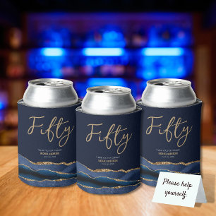 Elegant 50. Geburtstagsparty Blue Gold Agate Dosenkühler