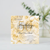 Elegant 50. Geburtstagsparty Floral Gold (Stehend Vorderseite)