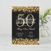 Elegant 50. Geburtstagsparty Glitzern Gold Einladung (Stehend Vorderseite)
