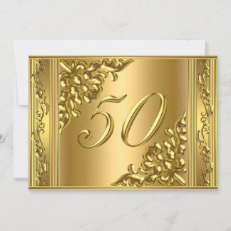 Elegant 50. Geburtstagsparty Gold Golden 50 Rahmen Einladung