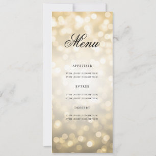 Elegant 50. Geburtstagsparty Menü Gold Bokeh Einladung