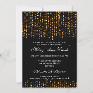 Elegant 50. Geburtstagsparty Star Confetti Gold Einladung