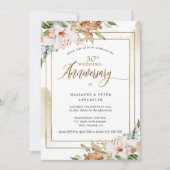 Elegant 50. Hochzeitssaison Wasserfarben Einladung (Vorderseite)