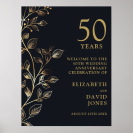 Elegant 50. Hochzeitstag Begrüßungszeichen Poster