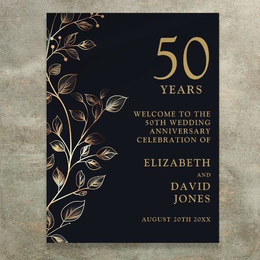 Elegant 50. Hochzeitstag Begrüßungszeichen Poster