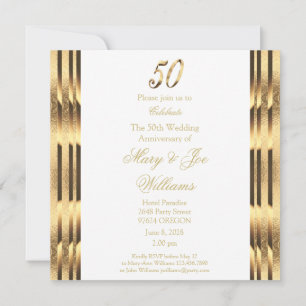 Elegant 50. Hochzeitstag Einladung Gold