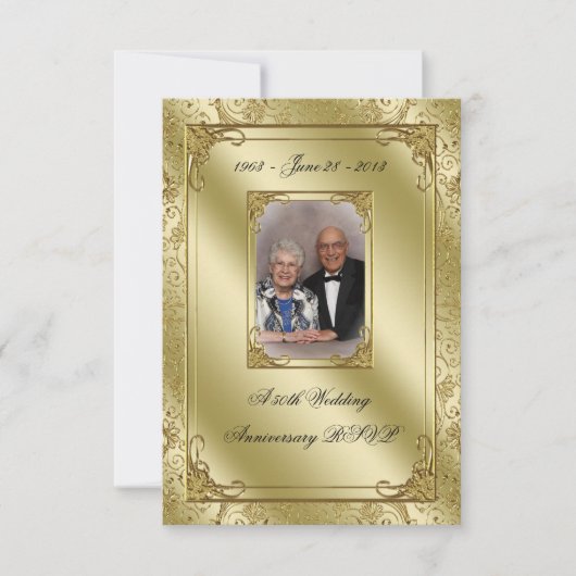 Elegant 50. Hochzeitstag Foto RSVP Card (Vorderseite)