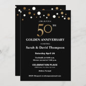 Elegant 50. Hochzeitstag Gold und schwarz Einladung (Vorne/Hinten)