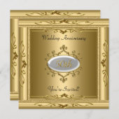 Elegant 50. Hochzeitstag Gold White Einladung (Vorne/Hinten)