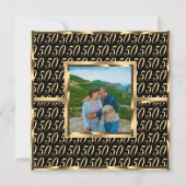 Elegant 50. Hochzeitstag Schwarz und Gold Einladung (Vorderseite)