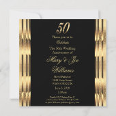 Elegant 50 Jahre Einladung Black and Gold (Rückseite)