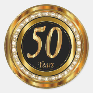 Elegant 50 Jahre Goldene Hochzeit Jubiläum Runder Aufkleber
