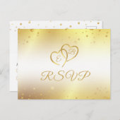 Elegant 50-jähriges Monogram Hearts Gold UAWG Einladungspostkarte (Vorne/Hinten)
