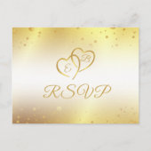 Elegant 50-jähriges Monogram Hearts Gold UAWG Einladungspostkarte (Vorderseite)