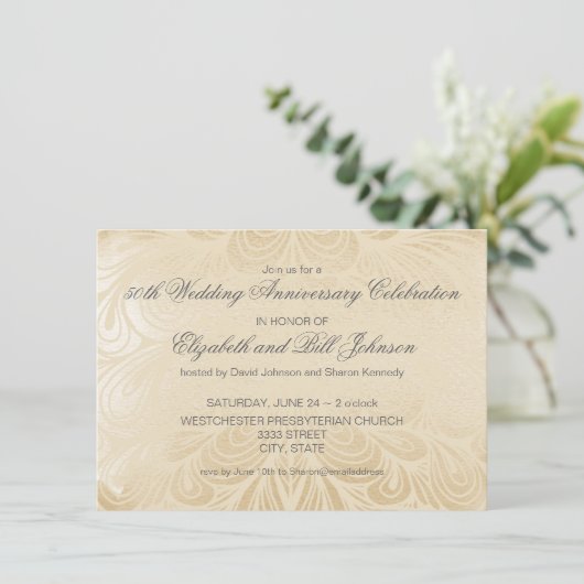 Elegant 50. Silberhochzeit Einladung (Stehend Vorderseite)