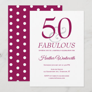 Elegant 50 und Fabelhaft 50. Geburtstag Mulberry Einladung