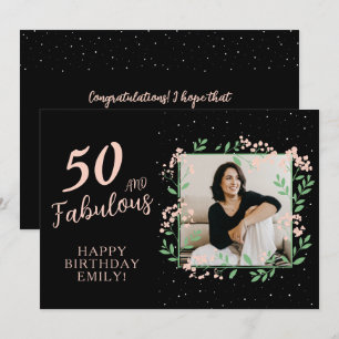 Elegant 50 und Fabelhaft Flower 50. Geburtstagsfot Karte