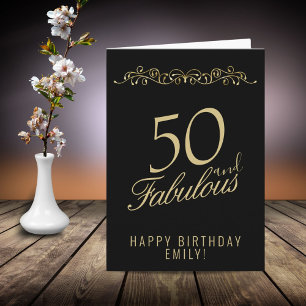 Elegant 50 und Fabelhaft Ornament 50. Geburtstag Karte