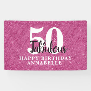 Elegant 50 und fabelhaft Pink Sparkle 50. Geburtst Banner