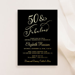 Elegant 50 und fabelhafte Black 50. Geburtstagspar Folieneinladung