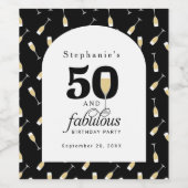 Elegant 50 und fabelhafte Einladung zum Geburtstag Weinetikett (Einzelnes Label)