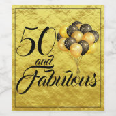 Elegant 50 und fabelhafte Goldfolie Schwarze Typog Weinetikett (Einzelnes Label)